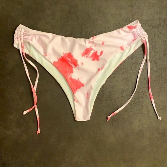 Pretty Little Things Pink Tie Dye Tie Side Cheeky Bum Bikini Bottom - Picture 6 of 9